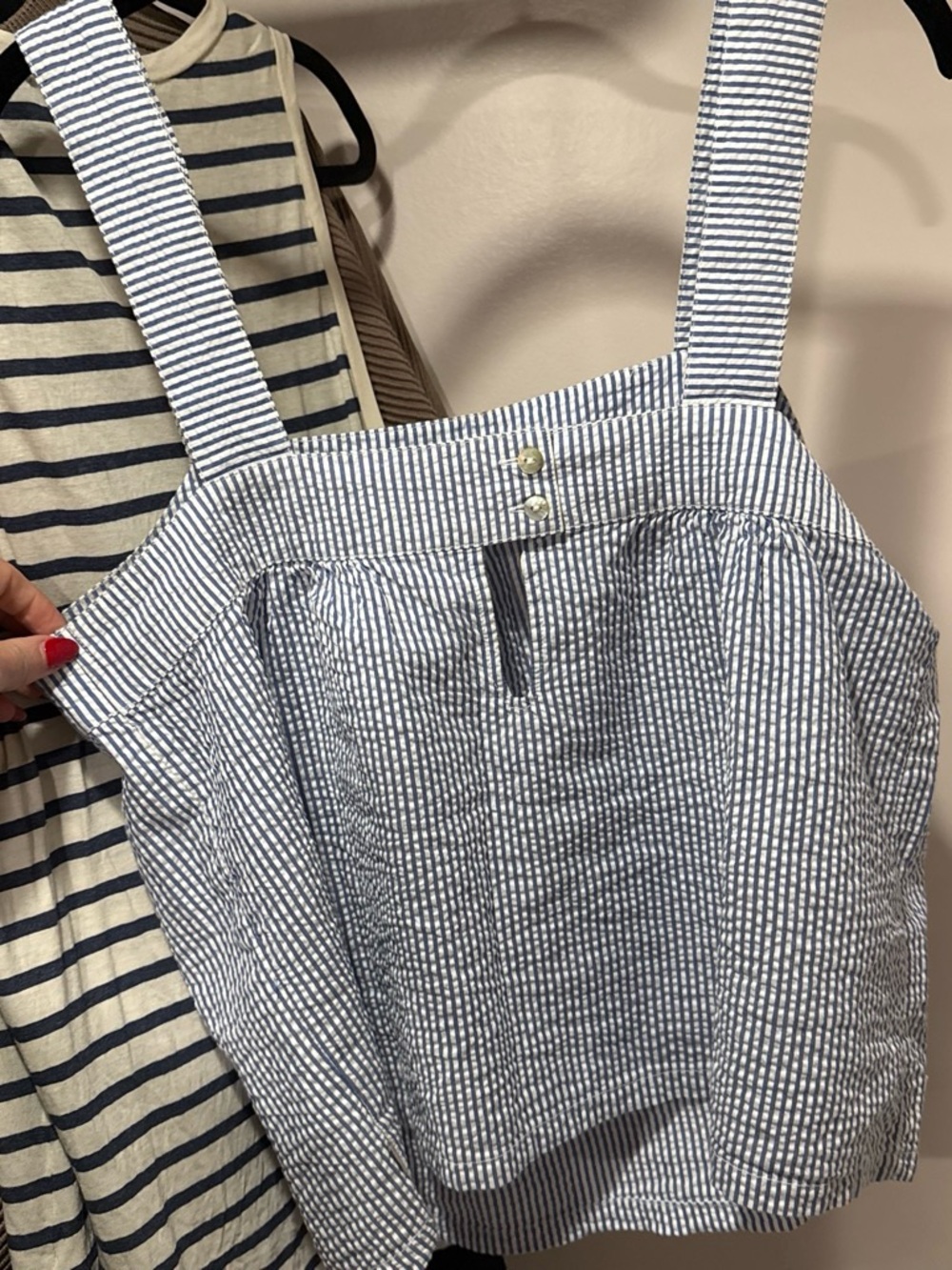 Brixton Blue and White Striped Seersucker Top - Picture 2 of 4